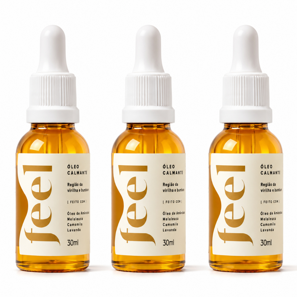 Kit 3 Oleo Corporal Natural Feel 30ml Clareador Calmante Para Axila E Virilha Cuidado Intimo Pele