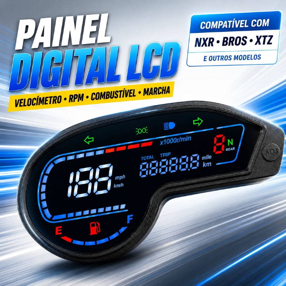 Painel Digital LCD Honda Bros NXR 125/150 2003-2014 - Velocímetro, Tacômetro e Odômetro c/ Pronta Entrega