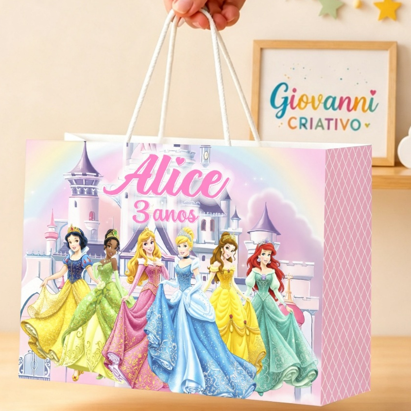 Kit de Sacolinhas Personalizadas PRINCESAS | Lembrancinhas para Festa | "SACOLINHAS COLADAS"
