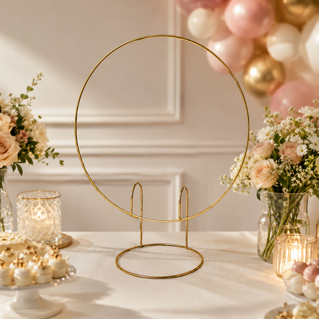 Arco Redondo De Mesa Decoração Enfeites Bexiga 50cm Dourado