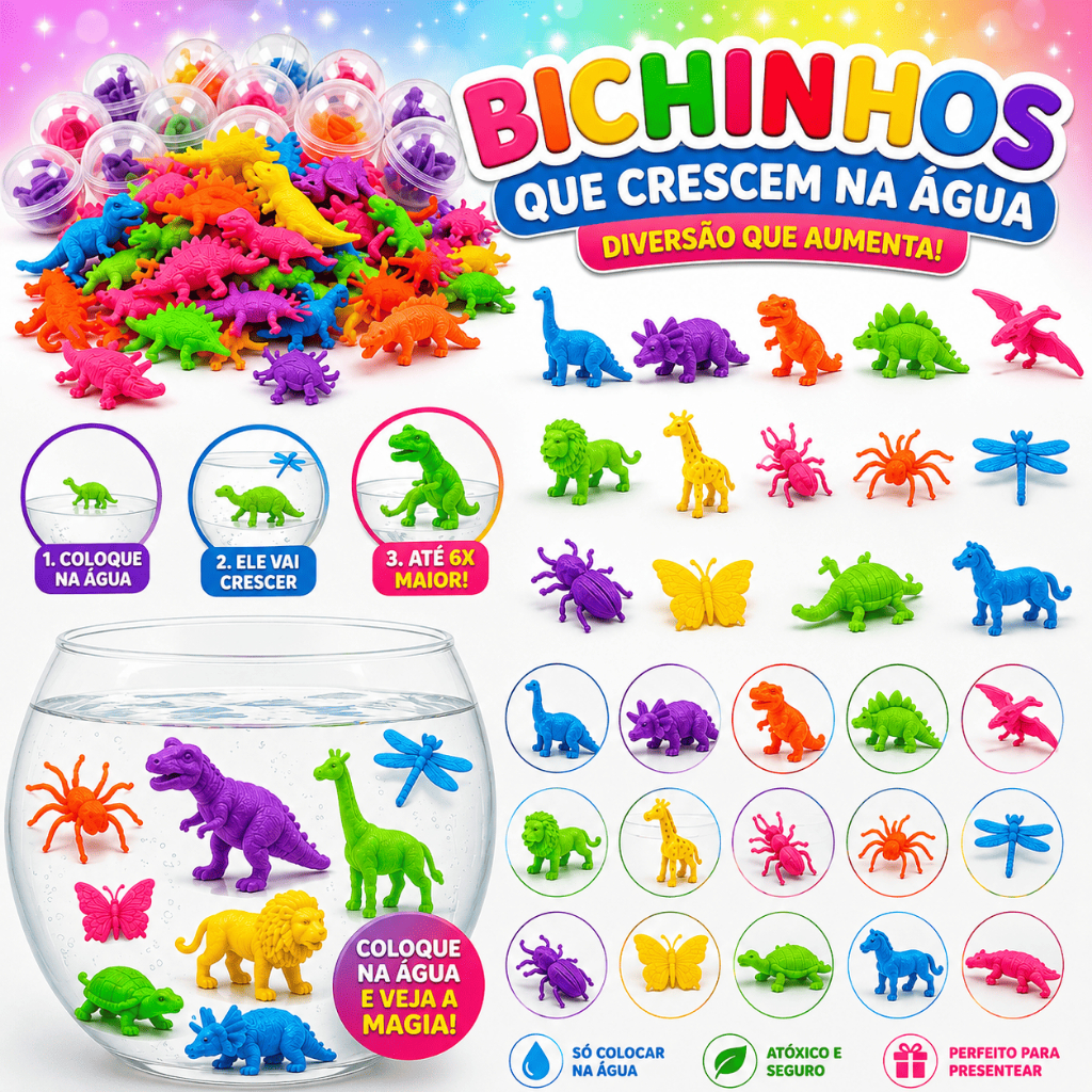15 Bicho Cresce Na Aguá P/ Kit Festa Lembrancinha Brinquedo Aniversario Prenda Quermesse novo