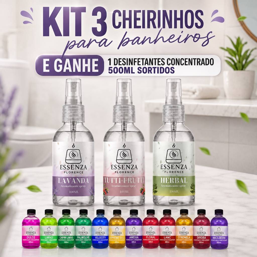 Spray Bloqueador de Odores Sanitários 100ml | Aromatizador de Banheiro | Cheirinho Perfumado