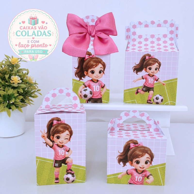 Kit Festa Futebol Menina Caixinhas Personalizadas Aniversário Lembrancinhas Infantil