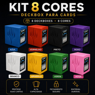 KIT 8 DECKBOX PARA TCG – MAGIC COMMANDER – SUPORTA MAIS DE 170 CARTAS