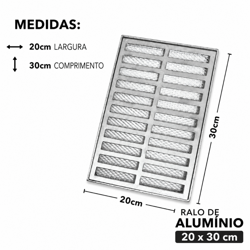 Ralo 20x30 de Alumínio c/ Tela Anti Insetos Ideal para Casa, Jardins, Quintal, Piscina, Varanda