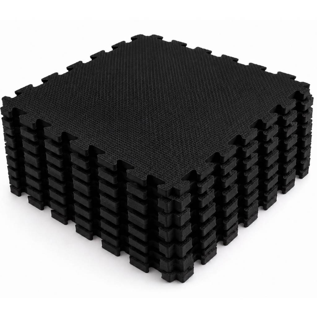 Kit 6 Tatame EVA Preto 50x50 10mm Tapete Academia Pilates Ginastica