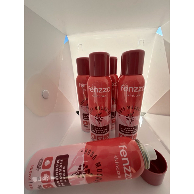 Fixador de Maquiagem Spray Fenzza Rosa Mosqueta 150ml Longa Duração Acabamento Natural Secagem Rápida