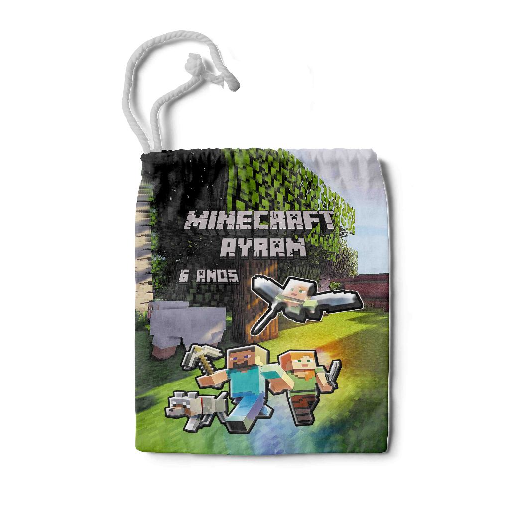 Kit Sacolinha Saco Saquinho estampa dois lados Lembrancinha Brinde Aniversario Personalizadas Encanto MineCraft
