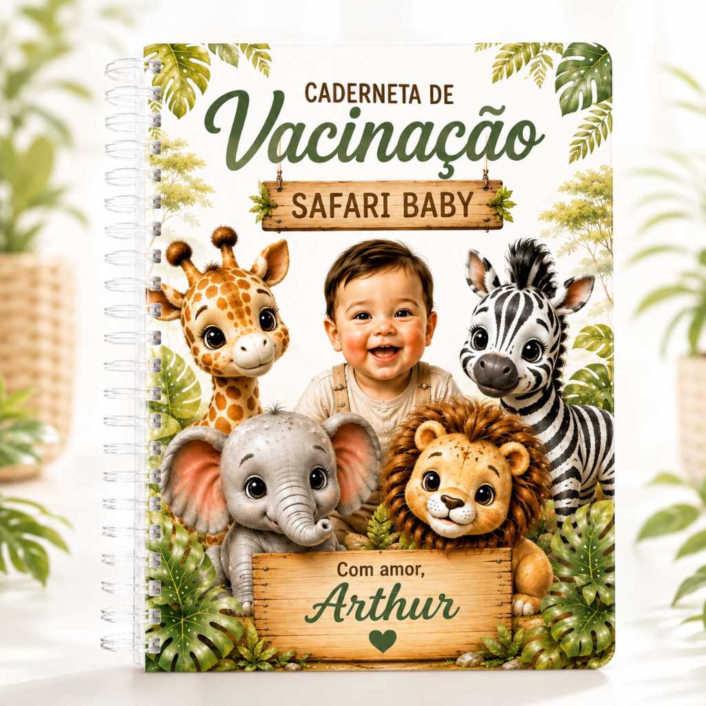 Caderneta Vacinação Safari Menino Personalizada