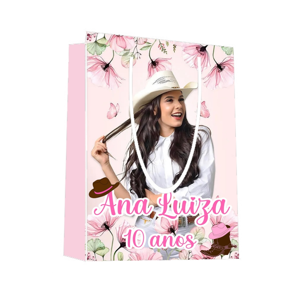 Sacolinha Ana Castela Boiadeira Personalizada para Aniversário/ Lembrancinha Festa Infantil / Qualquer nome e idade