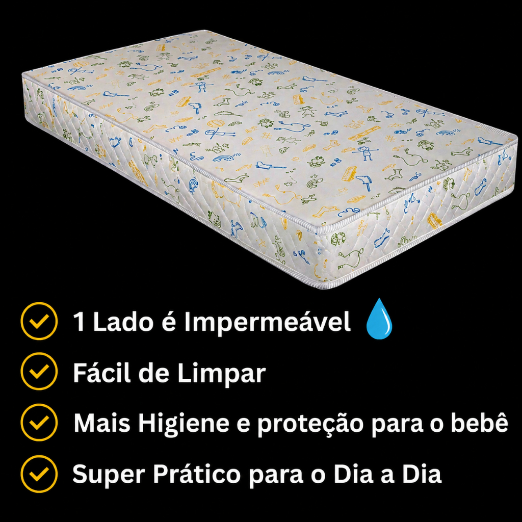 Colchão 100 x 70 x 10 Impermeável Para Chiqueirinho Cercadinho Berço Espuma Premium Macia - Envio Imediato