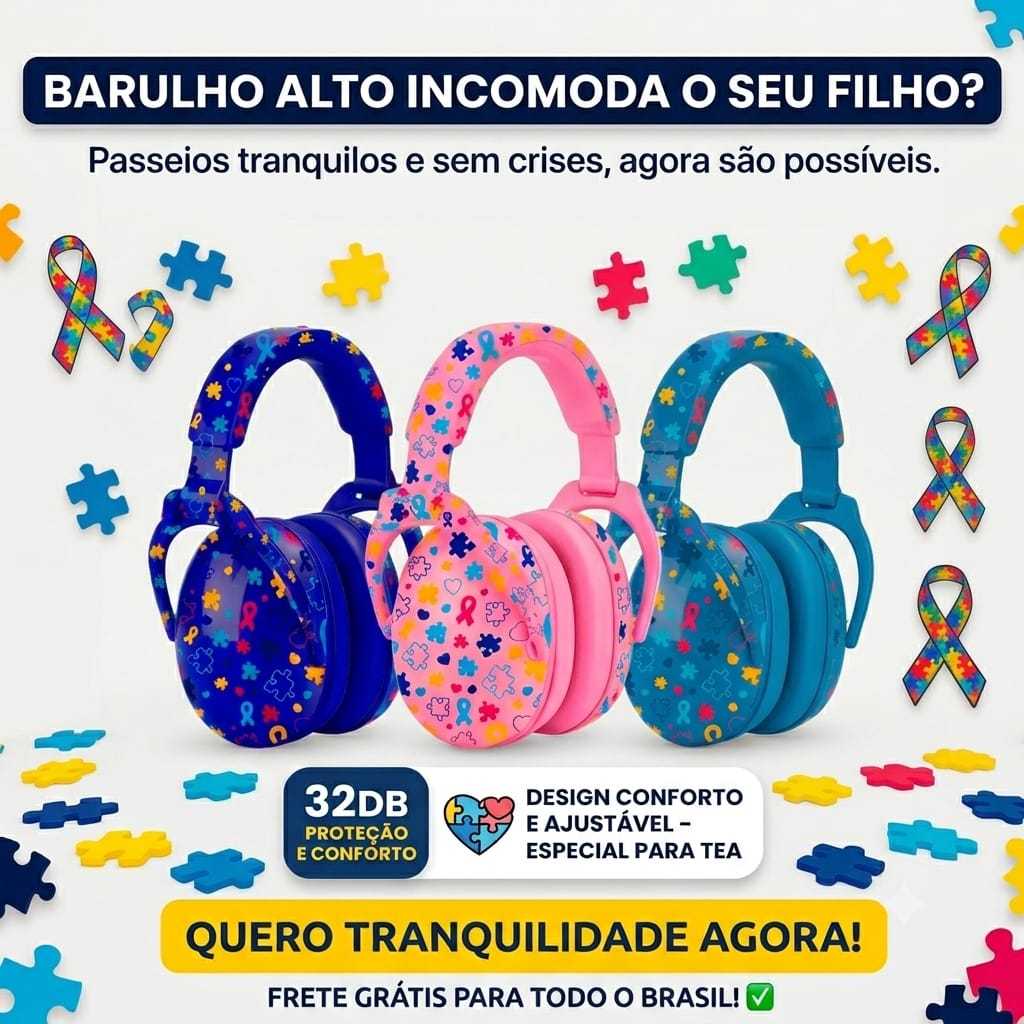 Mochilinha 22cm Abafador Ruídos Dark Blue 32dB Kit Sensorial Infantil Abafador  Autismo Tea