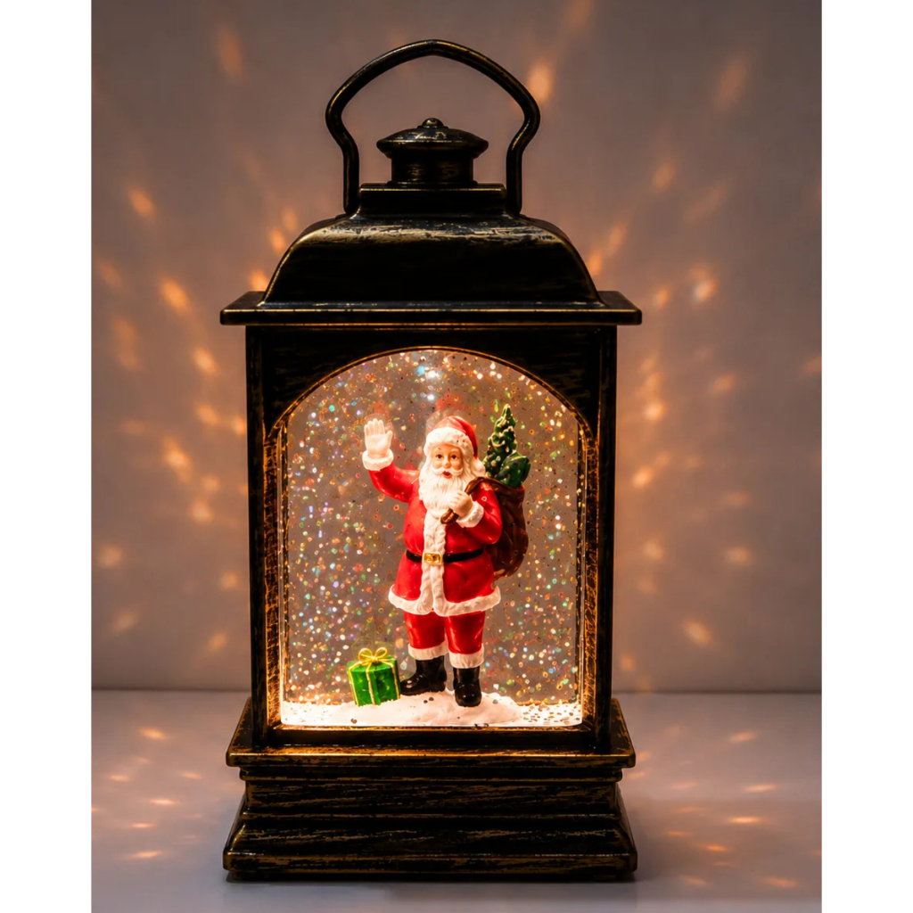 Enfeite de Natal Papai Noel Boneco de Neve Luminária  Lamparina Natalina Estrela Brilho Decoração Luxo Pinheiro Gliter