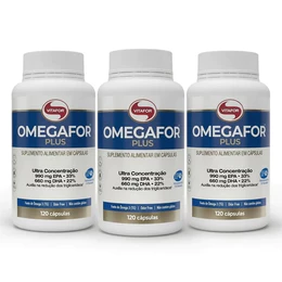Kit 3 Potes Omegafor Plus 1000mg 120 Caps Omega 3 Suplemento Alimentar