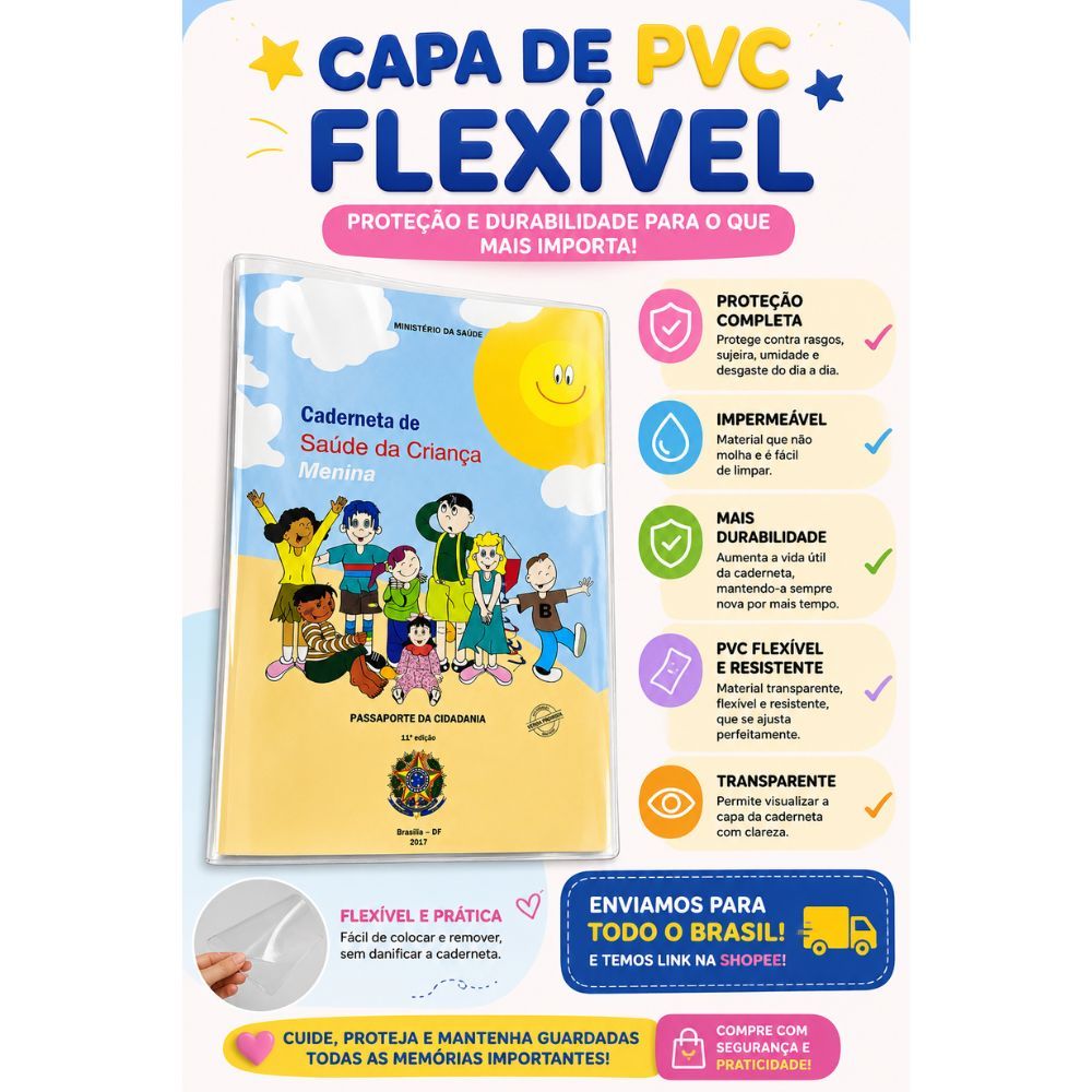 Capa de Plástico PVC Cristal para Caderneta de Vacinação 30x21,5 — imagem 2 de 2
