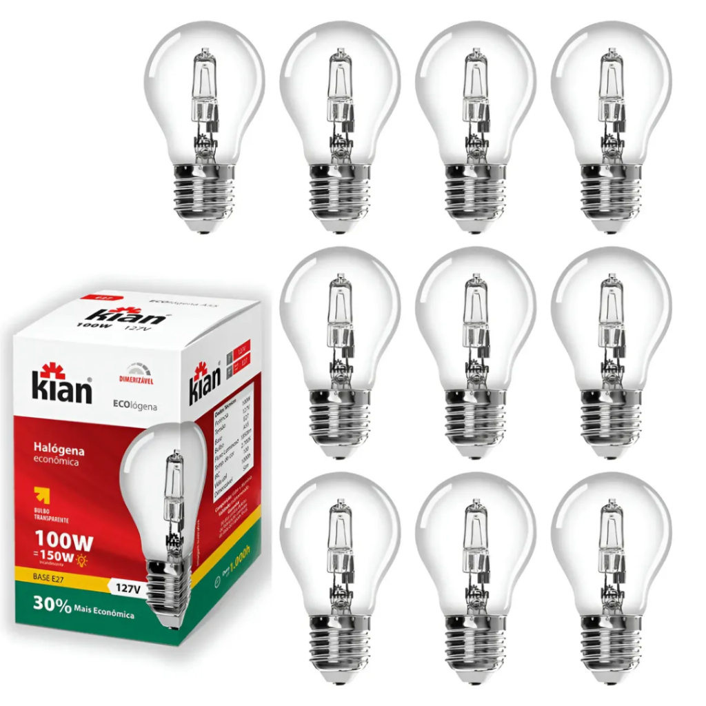 Kit 10 Lampadas Para Churrasqueira 100W 110v/220v Halogena Alta Temperatura