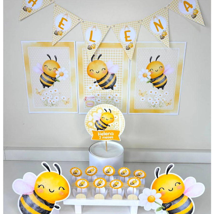 ENVIO RÁPIDO Kit festa Abelhinha - Abelha | Personalizado Bolinho Aniversário 80 itens Lembrancinha