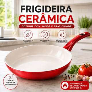 Frigideira Antiaderente Revestimento Cerâmica Premium Funda Cabo Siliconado Não Gruda