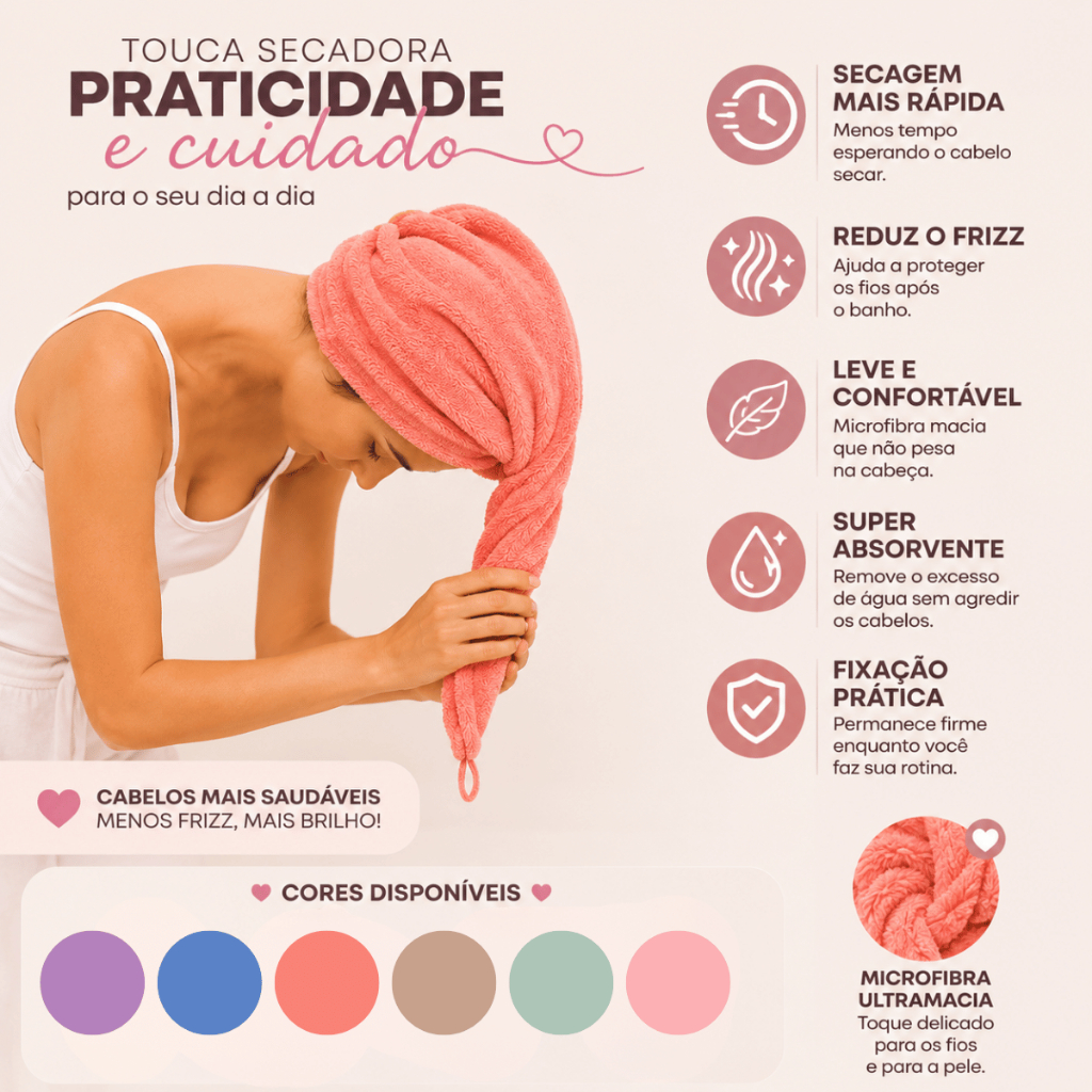 Kit 3 Touca Para Seca Cabelo Mágica Microfibra Super Absorvente Anti Frizz Secagem Rapida Para Cabelos Longos — imagem 2 de 2