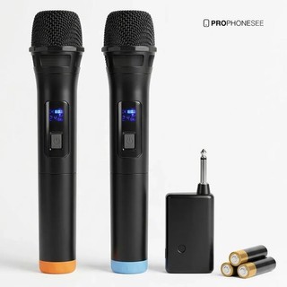 Kit 2 Microfones Sem Fio Profissional Dinâmico Recarregavel Karaokê UHF Apresentação Festa Show