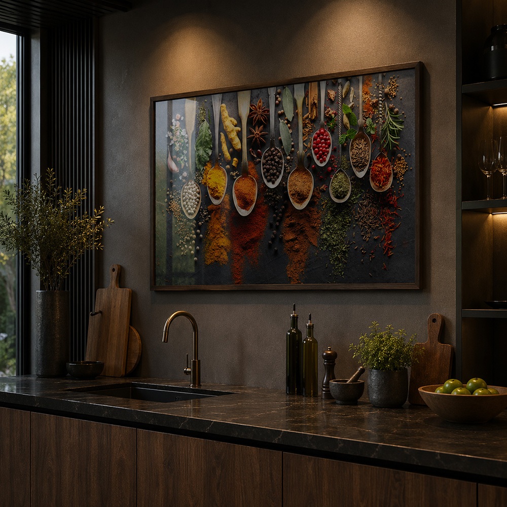 Quadro Decorativo Sinfonia de Especiarias Uma Ode à Culinária Moldura 50x75 ou 6