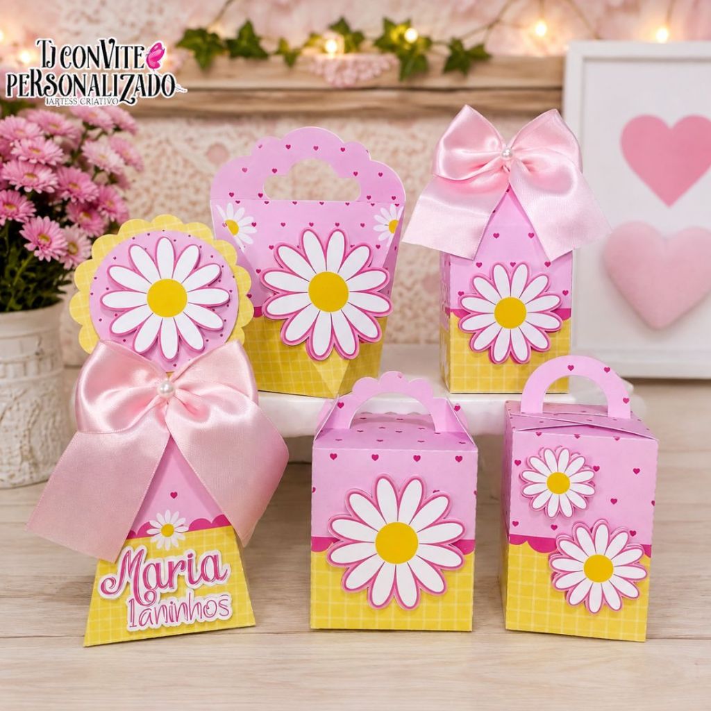 Kit Personalizados Margarida / Mimos de Aniversário Lembrancinhas Caixinhas Personalizadas