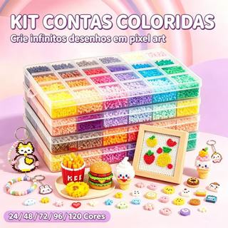 Hama Beads 2,6mm Kit DIY Artesanal Conjunto com Pinça, Gabarito e Acessórios, Possível Criar Chaveiro, Quadro Decorativo