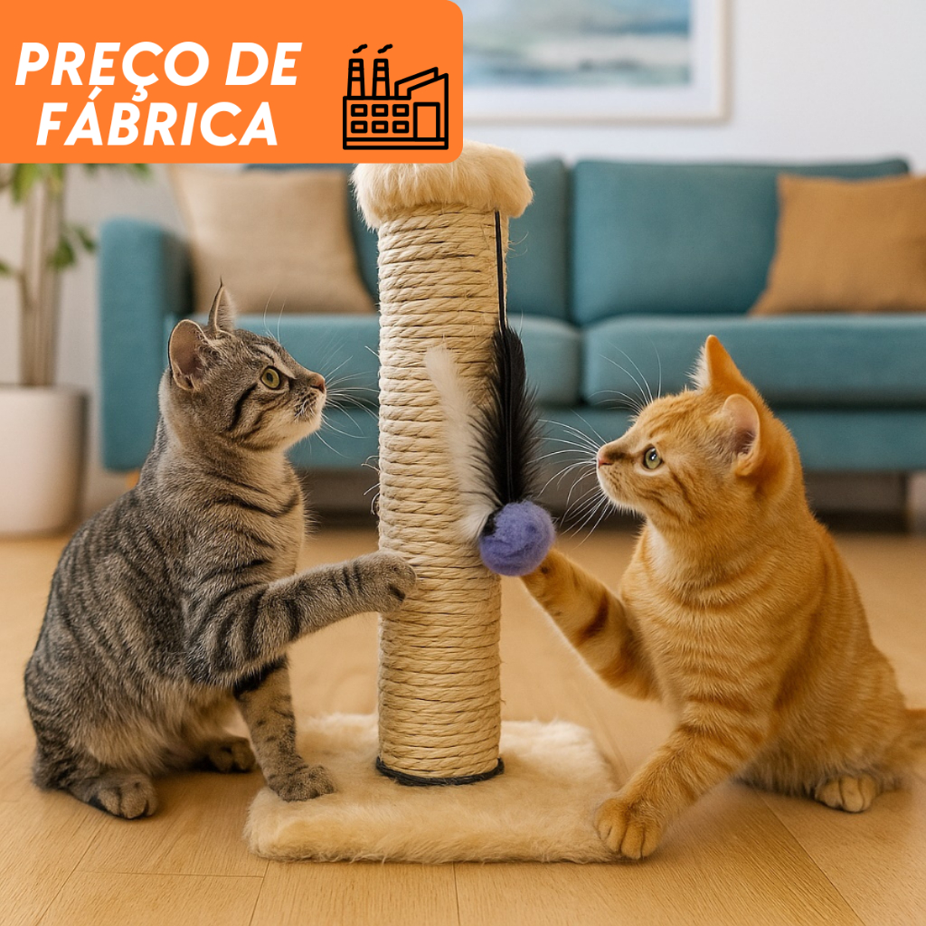 Arranhador Interativo Para Gatos Com Bolinha Brinquedo Com Sisal Resistente