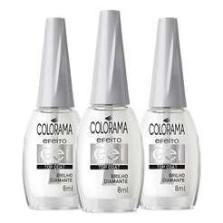 Kit 3un Esmalte Colorama Efeito Gel Top Coat Brilho Diamante 8ml