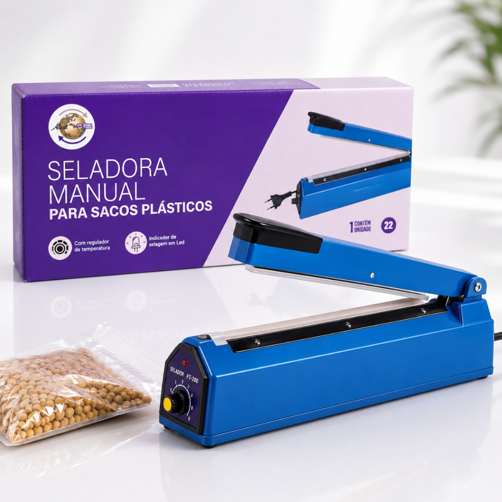 Seladora Manual 30cm de Plásticos Vedação Embalagens Com Regulador de Temperatura Premium Profissional