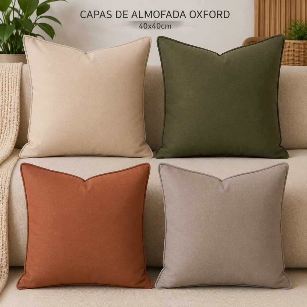 kit 4 Capas de Almofadas Decorativa 40x40 Oxford Premium liso