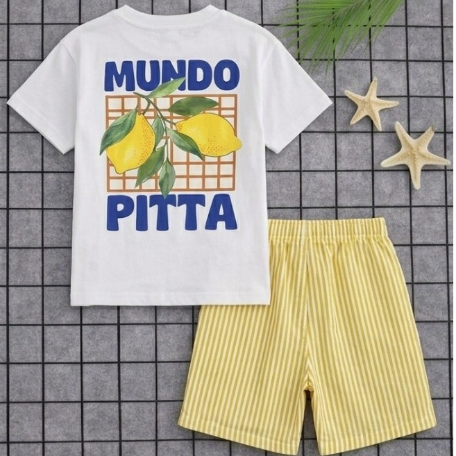 Roupa Masculino Infantil Kit Duas Peças CAMISA E BERMUDA Veste Do 2 Ao 14 Anos - MASCULINO -