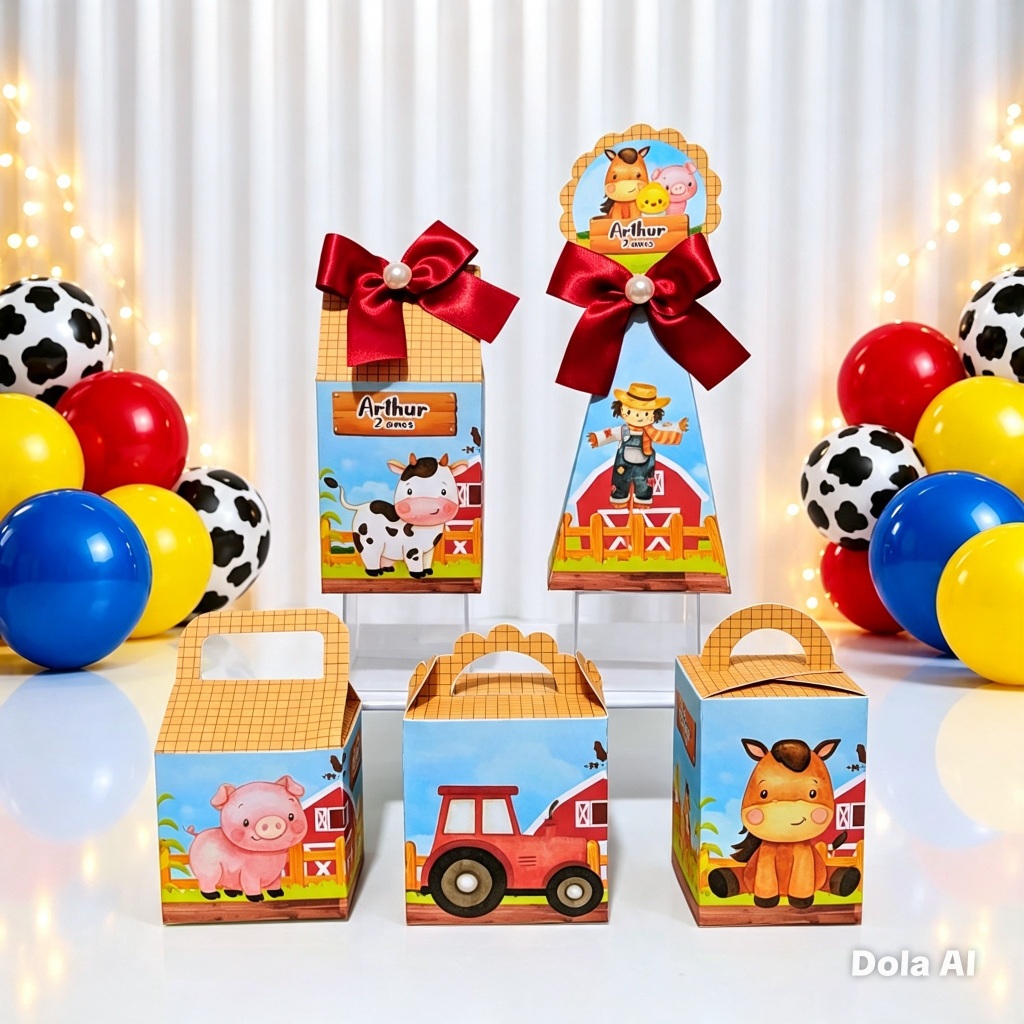 Kit Festa Fazendinha / Caixinhas / Lembrancinhas / Festa Infantil / Aniversário / Caixa Milk Cone