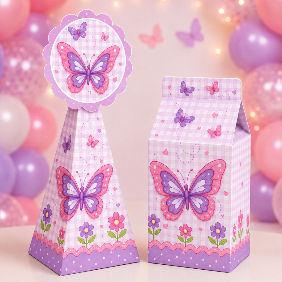 20unid. Caixinhas JARDIM BORBOLETA LILAS / Caixinhas para decoração e lembrancinha de aniversário - Pegue e Monte