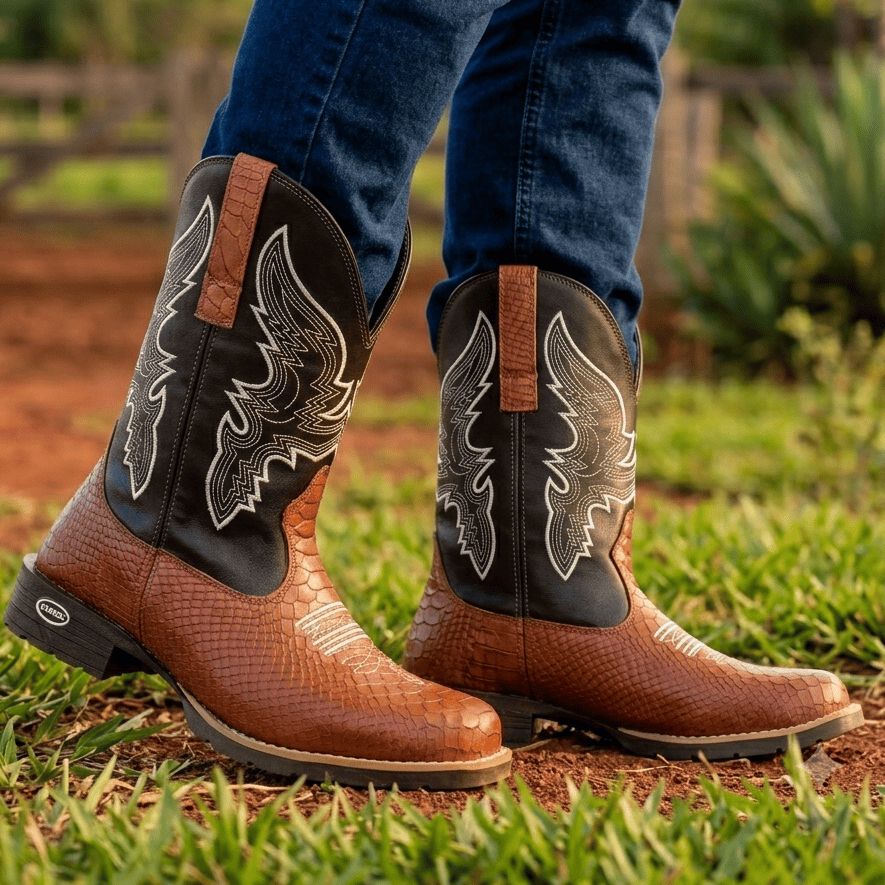BOTINA MASCULINA DE COURO LEGÍTIMO COUNTRY CONFORTÁVEL ANTIDERRAPANTE TRABALHO CASUAL
