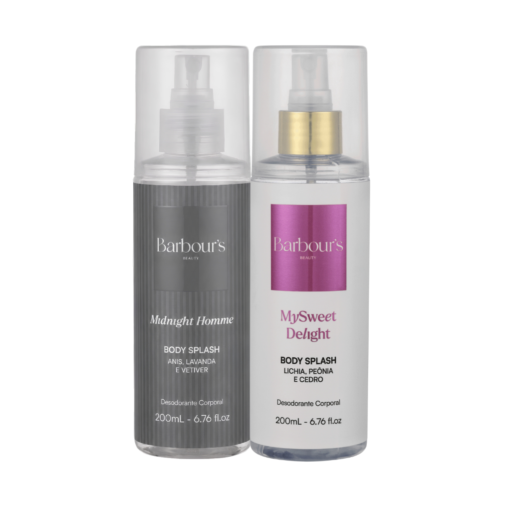 Kit Body Splash Midnight Homme e Delight Barbour's Beauty 200ml