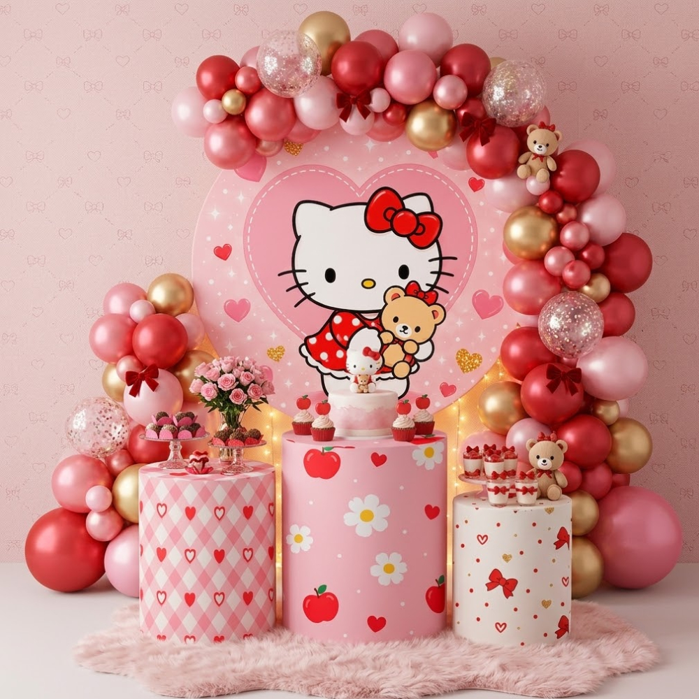 Capa Decorativas Painel Festa Helo Kitty Cute Capa Painel Redondo Trio Cilindros Infantil Promoçãoil