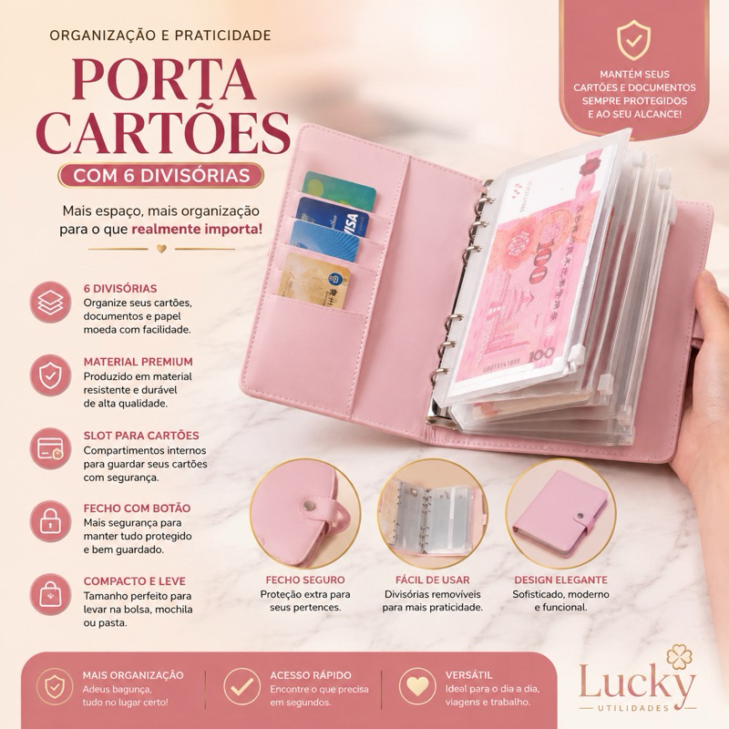 Caderno A6 Orçamento Financeiro com Zíper | Planner Dinheiro Envelope + 12 Bolsas Organizadoras