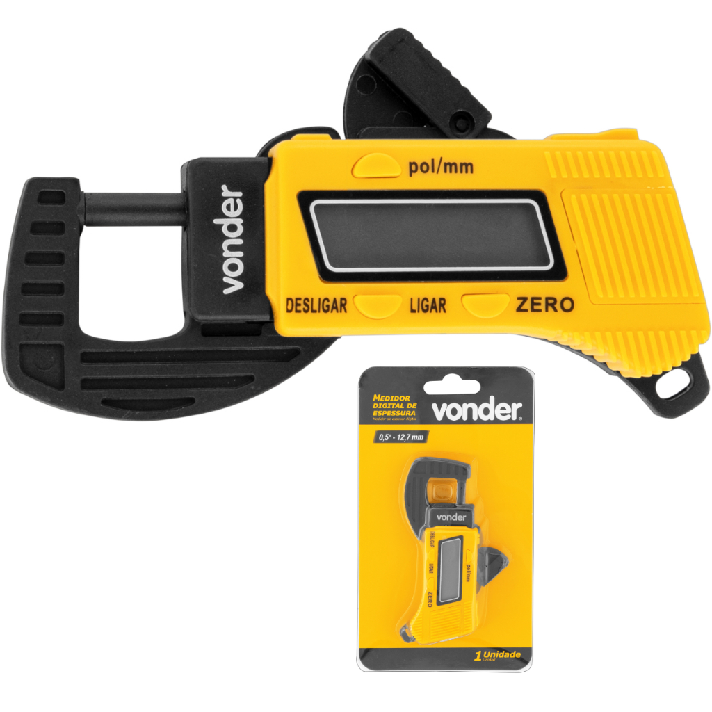 Medidor Digital de Espessura 0 a 12,7mm com Bateria LR44 Vonder
