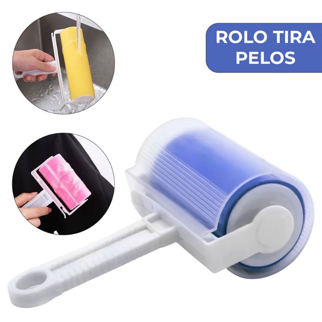 Rolo Tira Pelos Fiapo Cabelo Roupas Lavável Multiuso Emborrachado