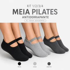 Kit 1/2/3/4 Meia Sapatilha Pilates Academia Yoga Crossfit Dança Solado Antiderrapante Feminina Hidroginastica