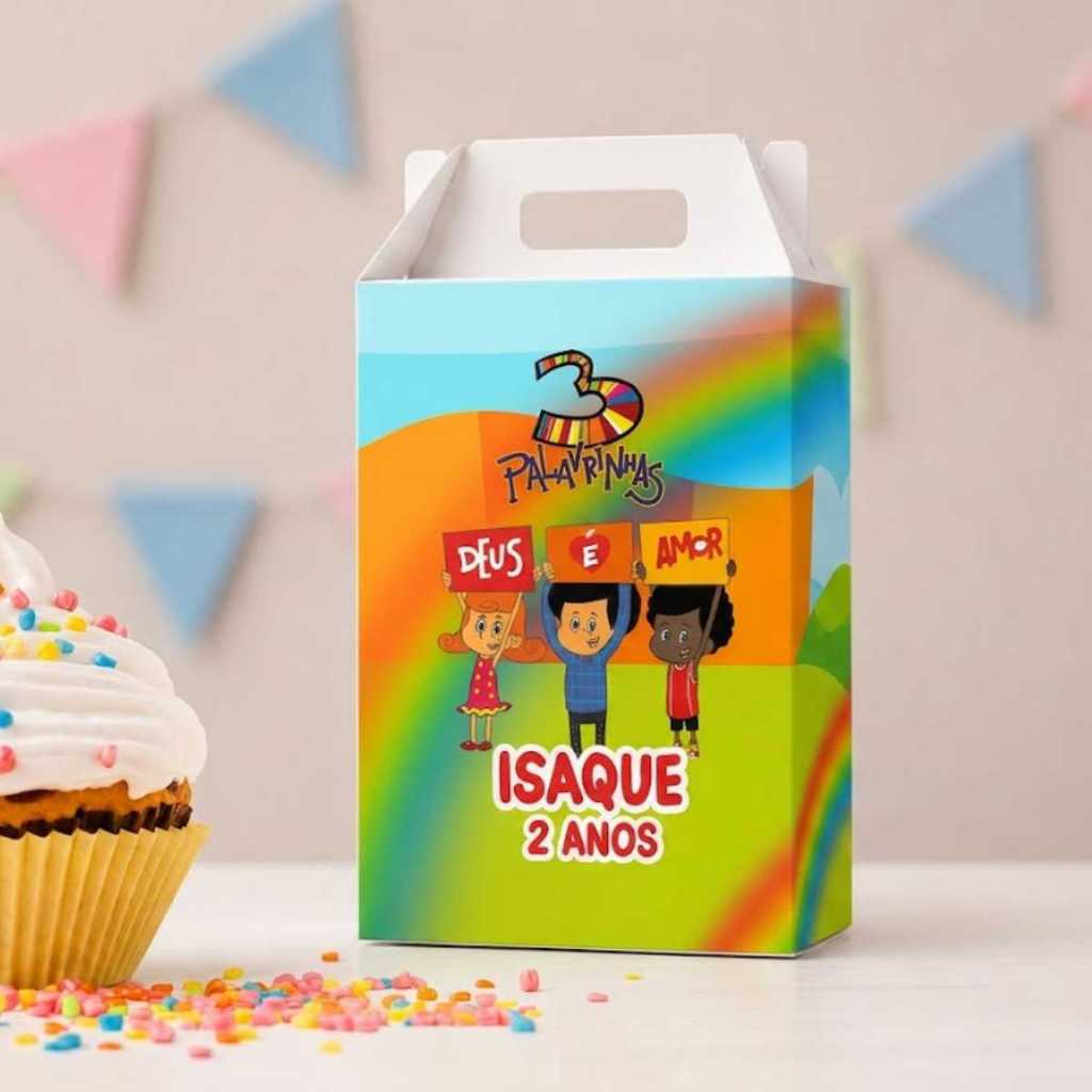 Caixinha Surpresa 3 Palavrinhas Personalizado com nome e Idade - Kit Festa Lembrancinha Infantil