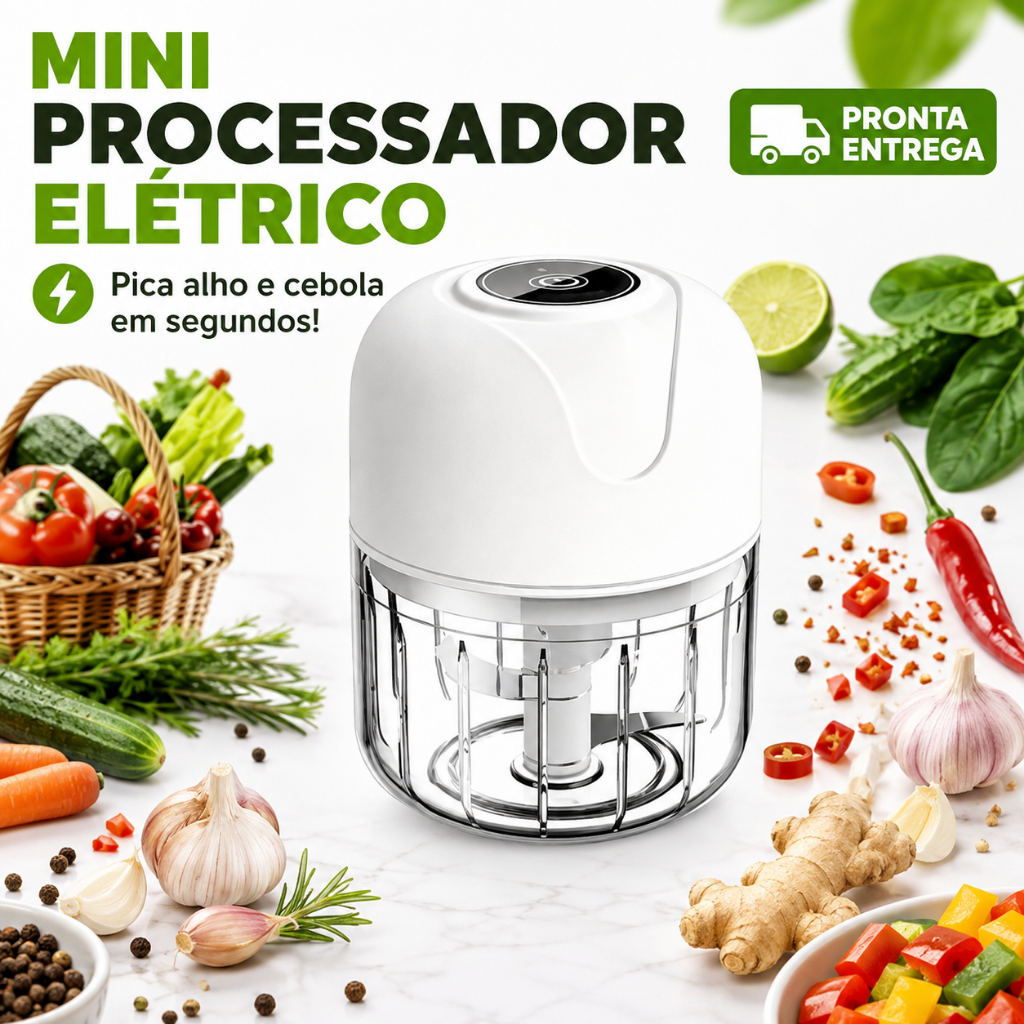 Mini Processador De Alimentos Elétrico USB Portátil Triturador De Alho Cebola E Temperos Potente