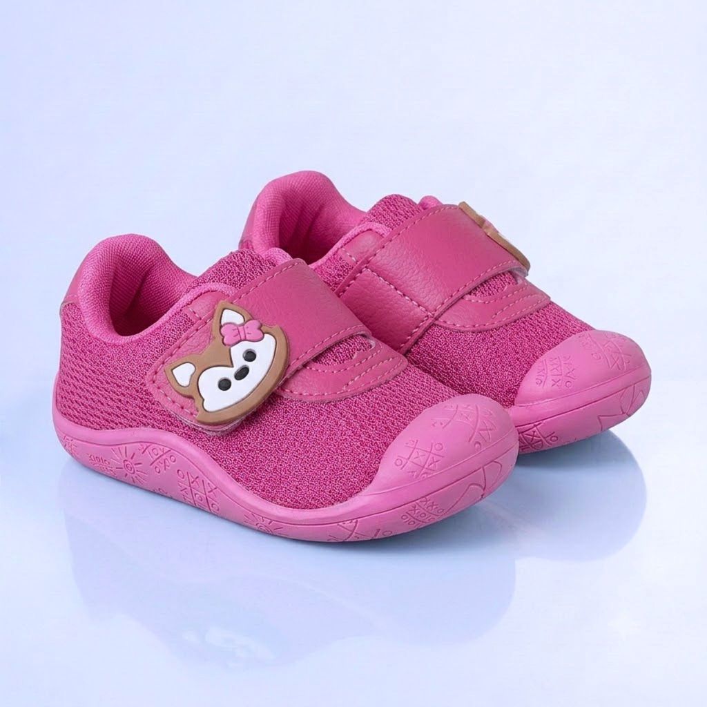 Tênis Meia Bebê Menina Sola Antiderrapante Raposa Pink Kidstep