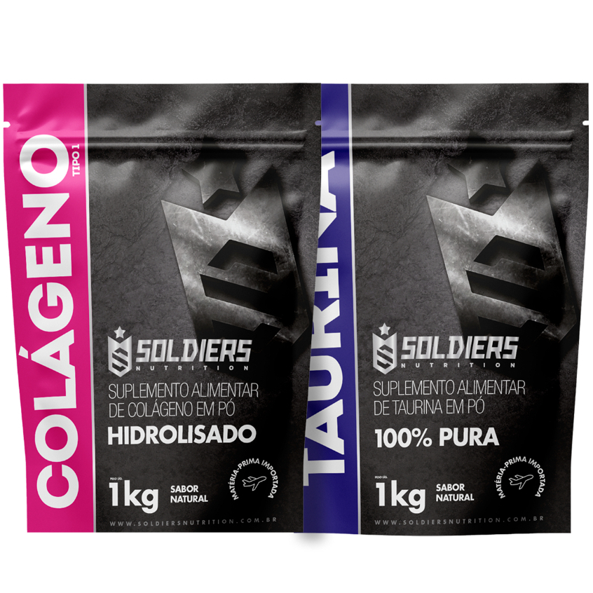 Kit Colágeno Tipo 1 Hidrolisado 1kg + Taurina 1kg - Soldiers Nutrition
