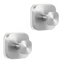 LUMAI Kit 2 Ganchos Adesivos de Parede Aço Inox com Ventosa Vancouver, Suporta até 5kg Sem Furos