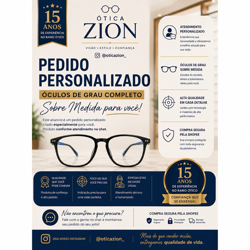 Óculos de grau completo sob medida 6