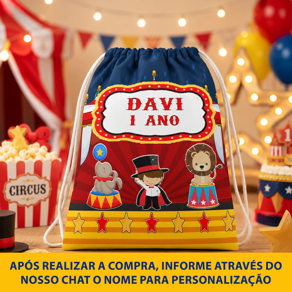 Kit Mochilinha Sacolinha Mochila Saco Sacochila Saquinho Lembrancinha Brinde Aniversario Personalizadas Circo