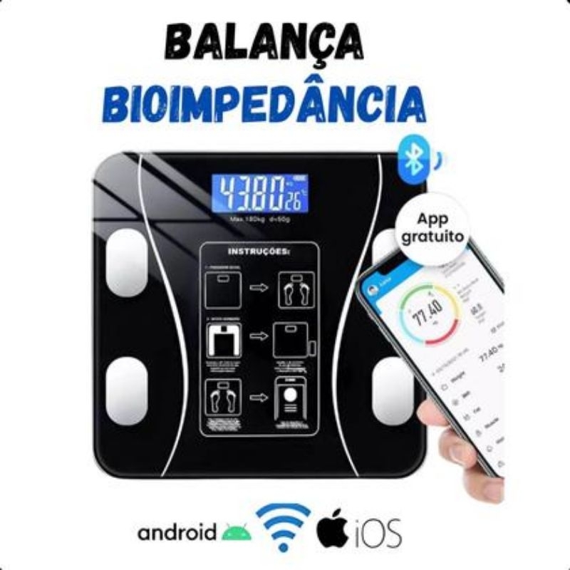 Balança Corporal Digital com Monitoramento de 12 Parâmetros de Saúde