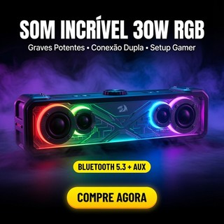 Caixa de Som Bluetooth Redragon Surge RGB 30W Potente Incrível Gamer